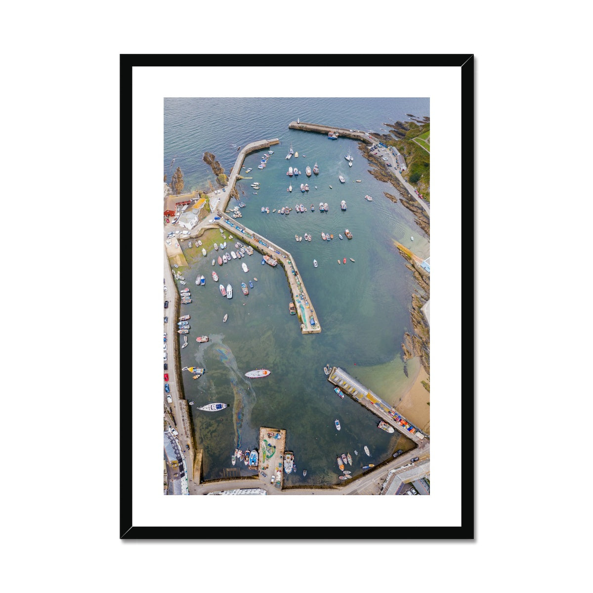 charlestown harbour from above framed print