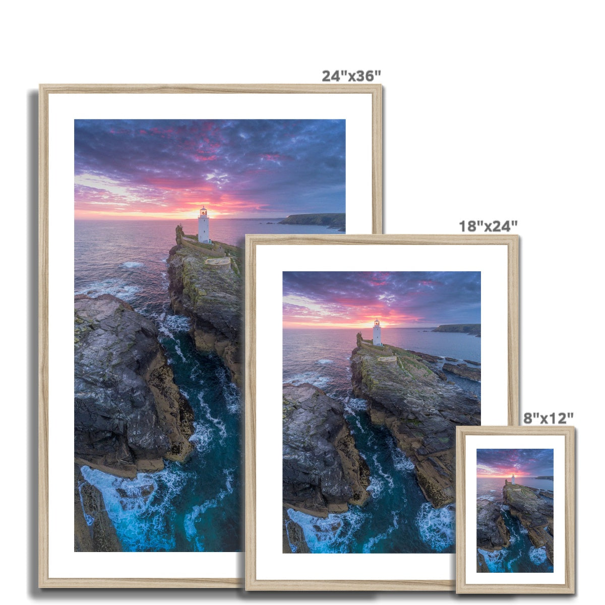 godrevy lighthouse dawn portrait framed photograph