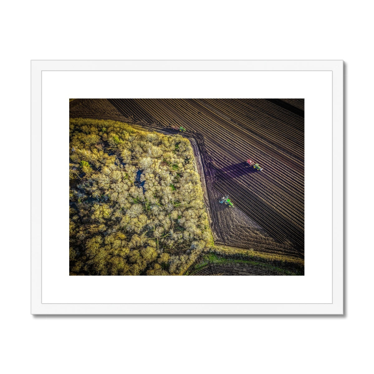 ploughing the fields white frame