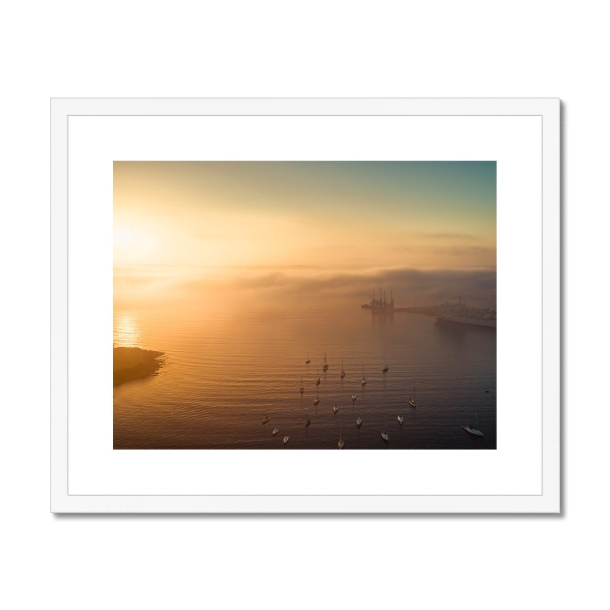 falmouth estuary morning mist white frame
