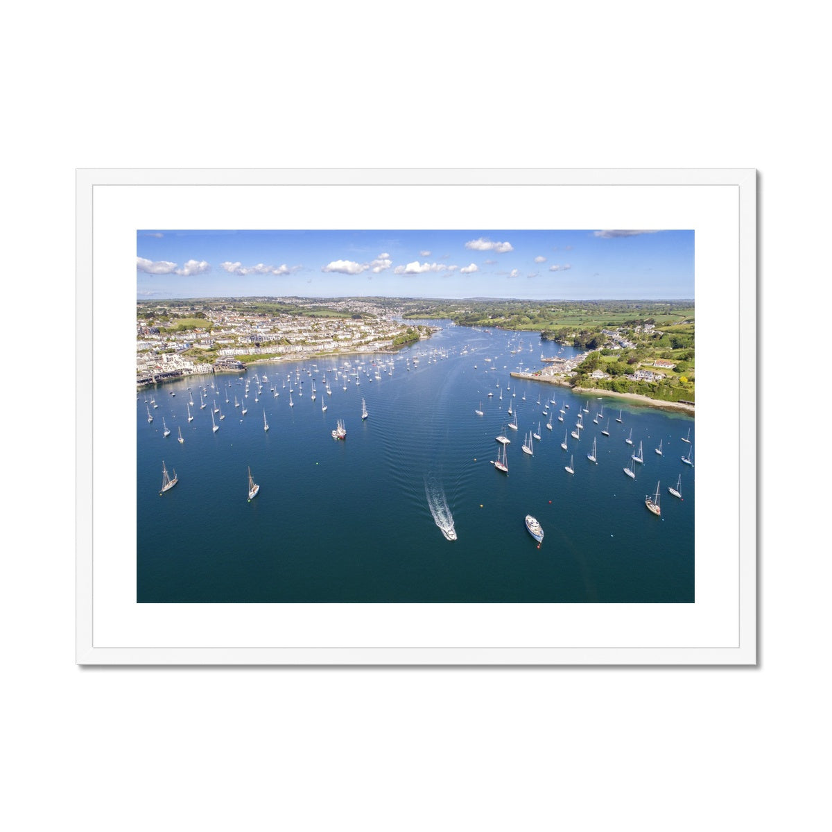 falmouth harbour view white frame