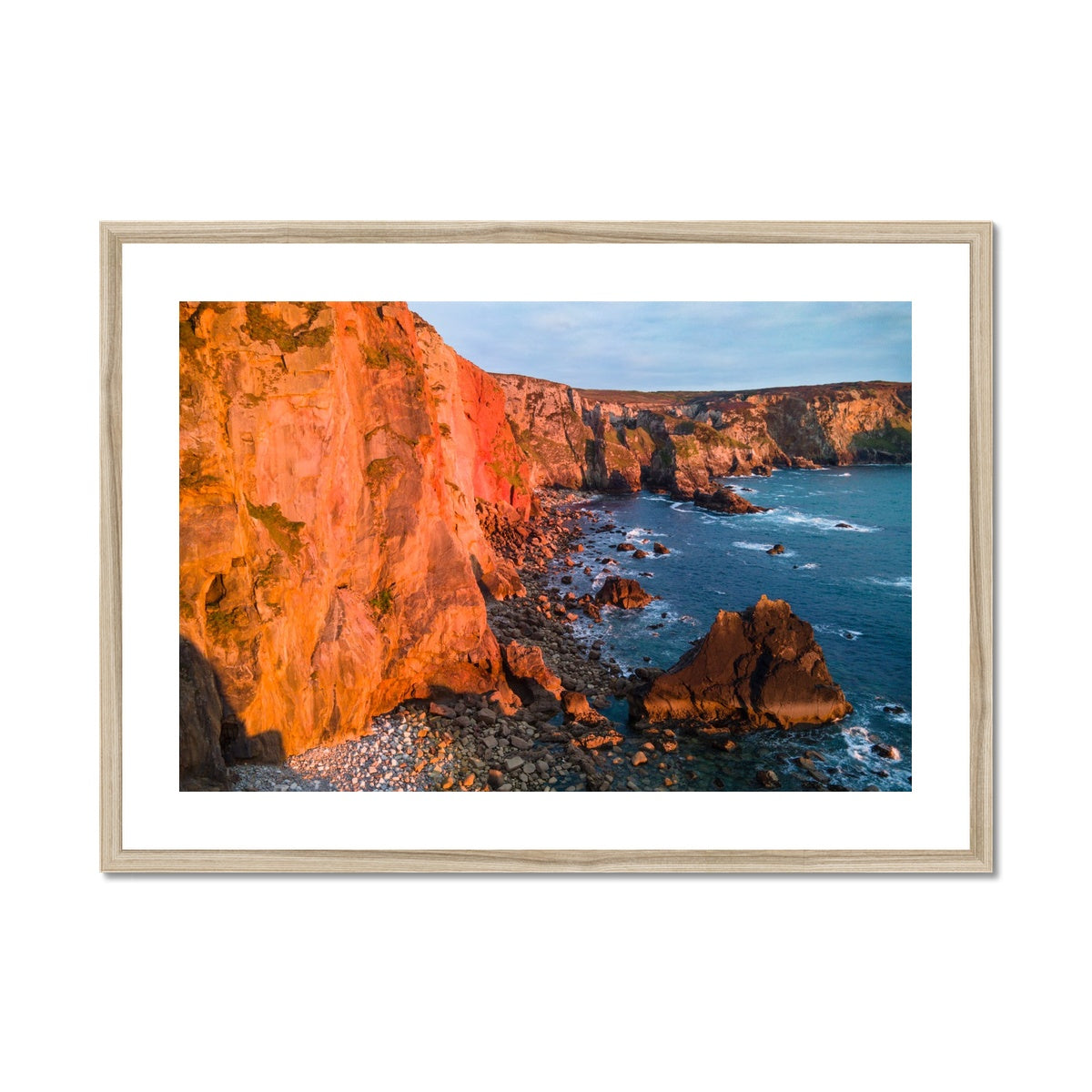 cligga sunset colours wooden frame