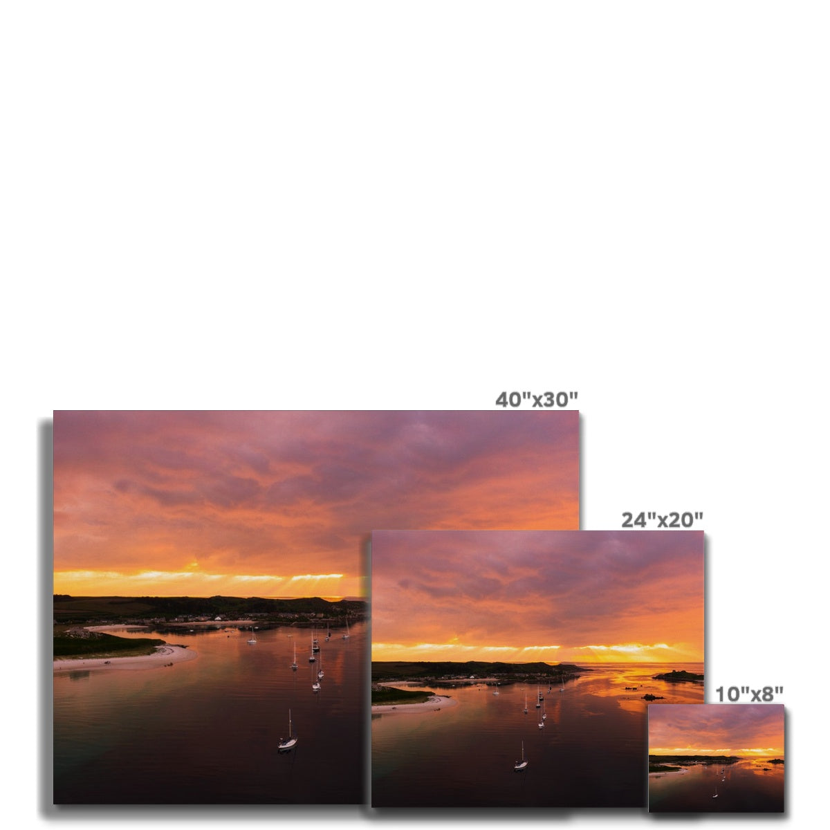tresco sunset canvas sizes