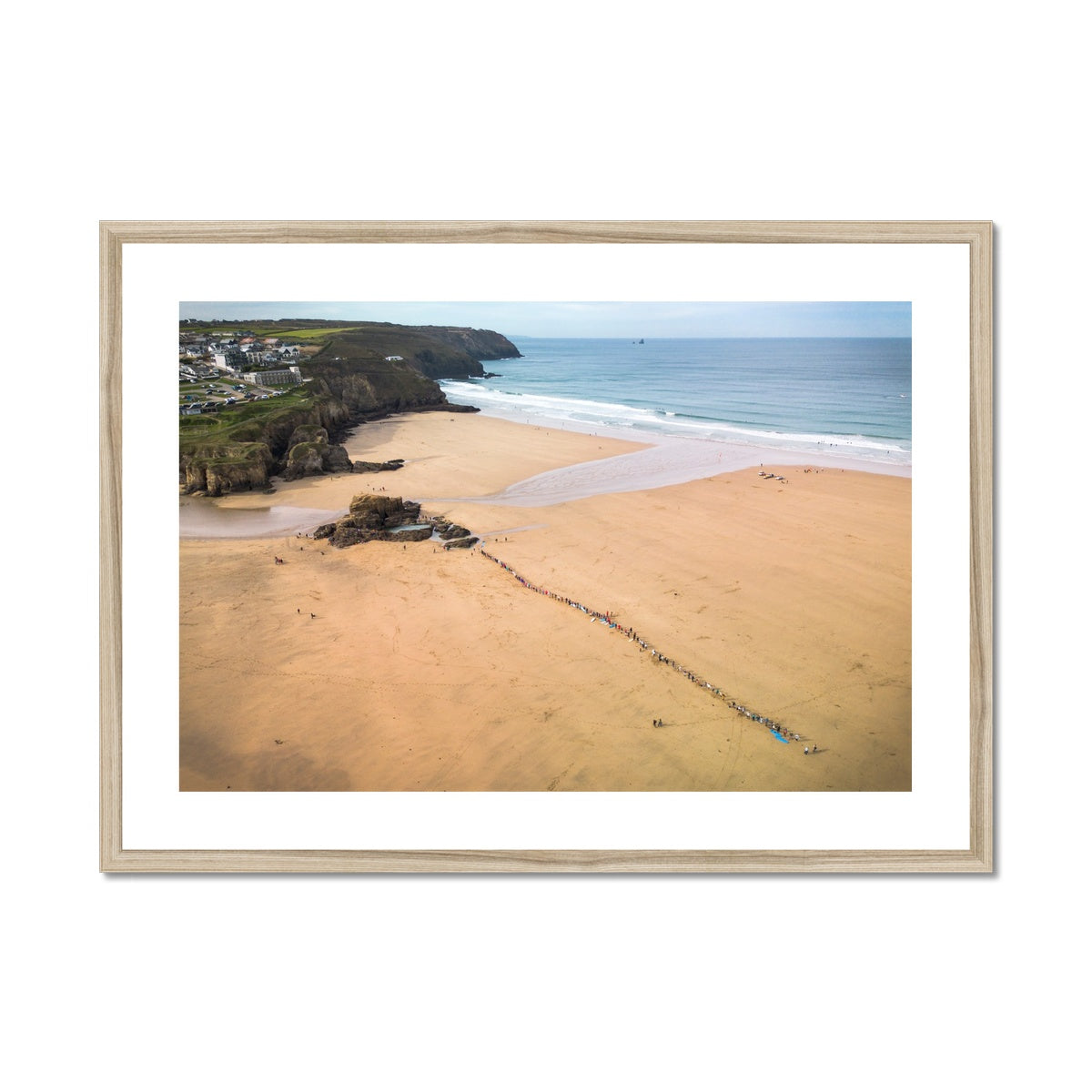 Human Chain Protest Perranporth ~ Framed & Mounted Print