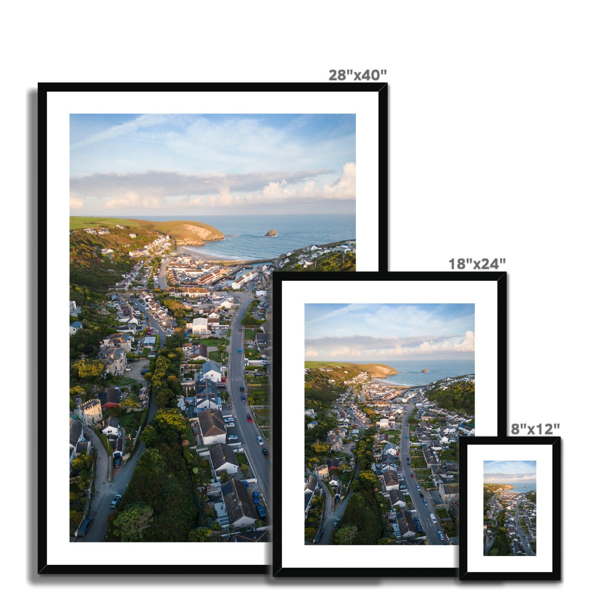 Portreath Village Sunrise Light ~ Framed & Mounted Print