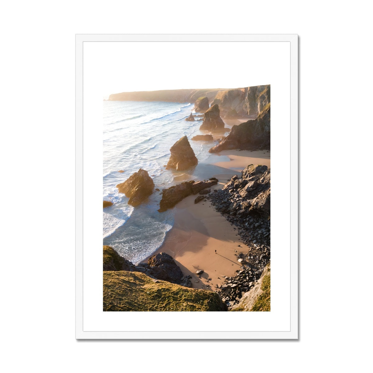 bedruthan steps view white frame