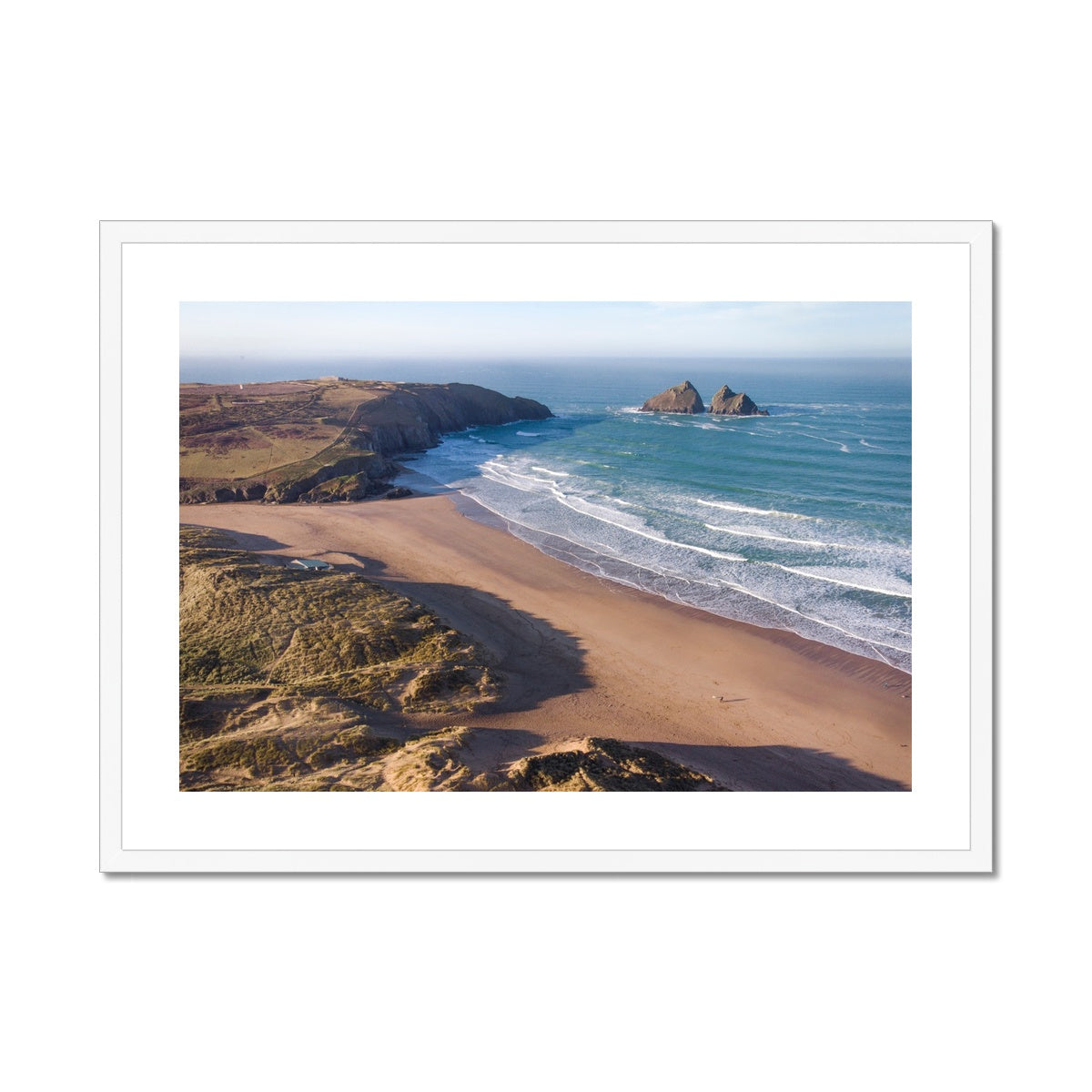 Holywell Bay Morning ~ Framed & Mounted Print