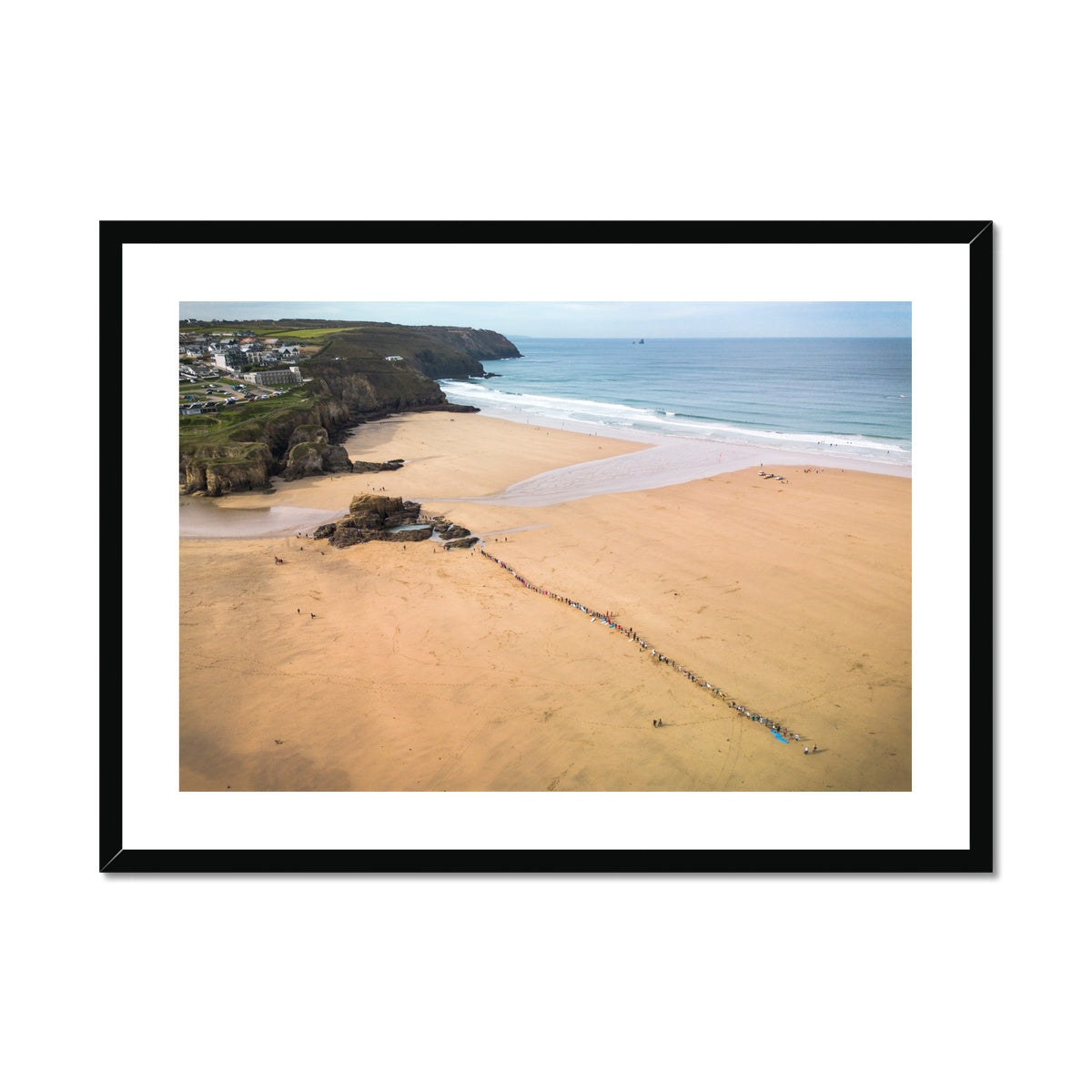 Human Chain Protest Perranporth ~ Framed & Mounted Print