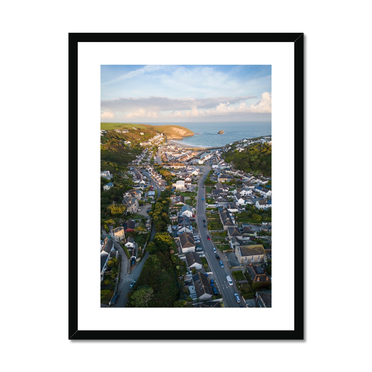 Portreath Village Sunrise Light ~ Framed & Mounted Print