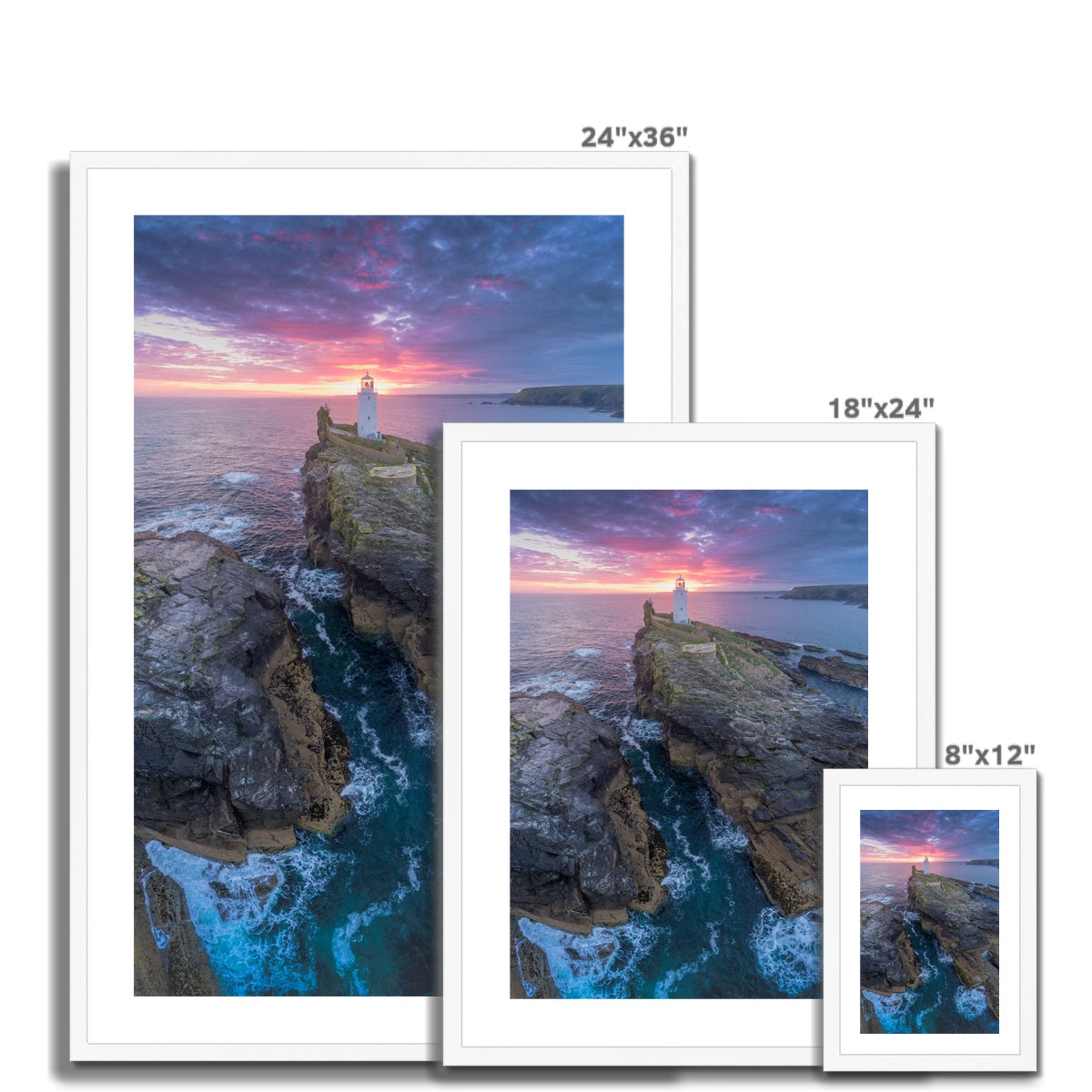 godrevy lighthouse dawn portrait wooden frame sizes