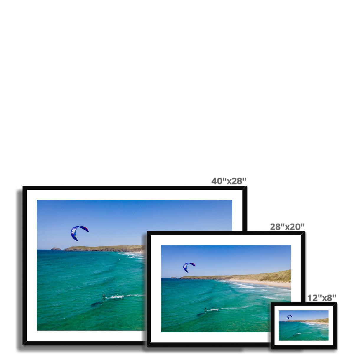 kitesurfing perran sands framed photograph