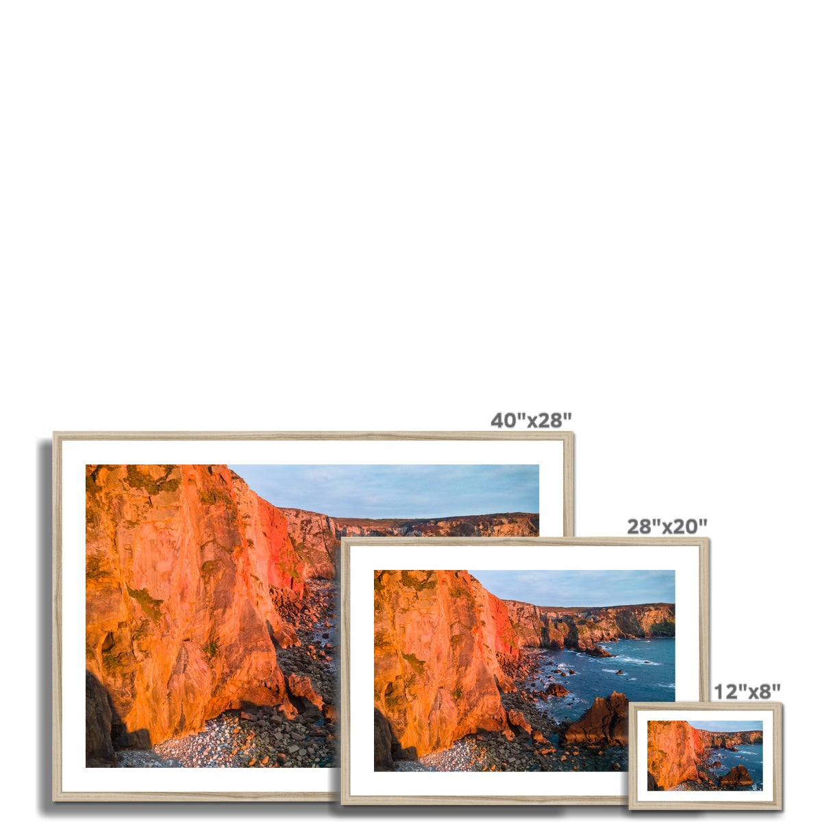 cligga sunset colours wooden frame sizes