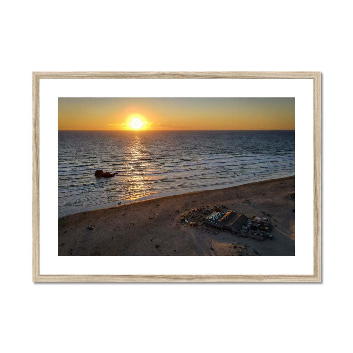 sunset watering hole wooden frame