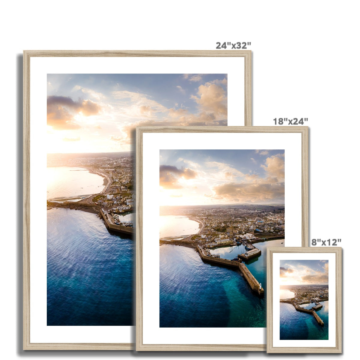 penzance harbour view wooden frame sizes