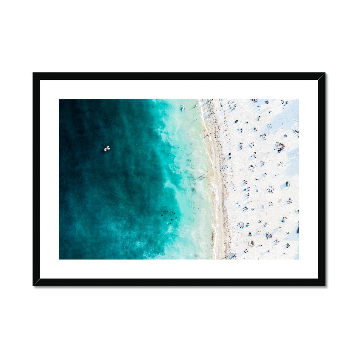 gyllyngvase beach from above framed print