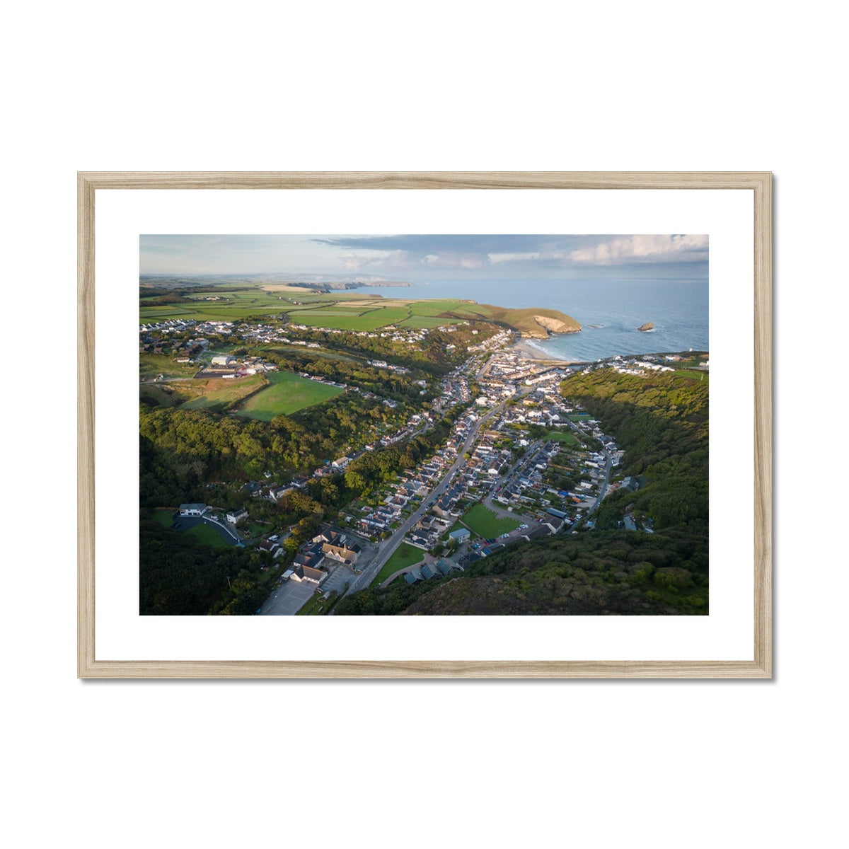 Portreath Village Landscape ~ Framed & Mounted Print