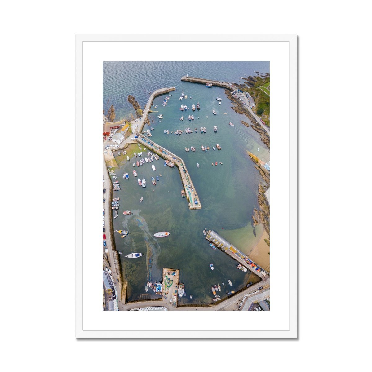 charlestown harbour from above white frame