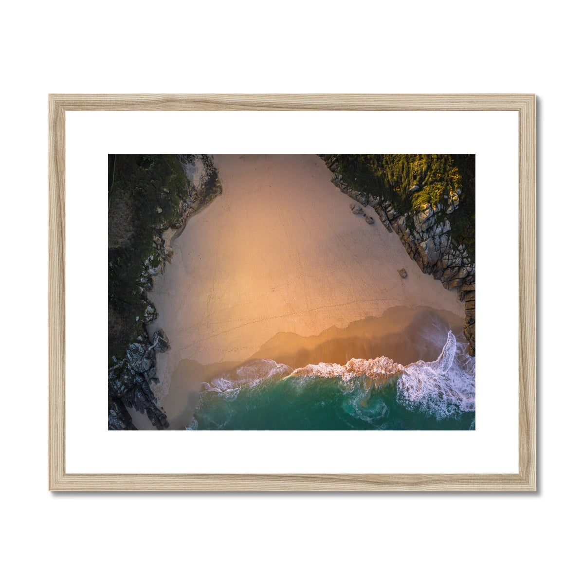 porthcurno from above wooden frame