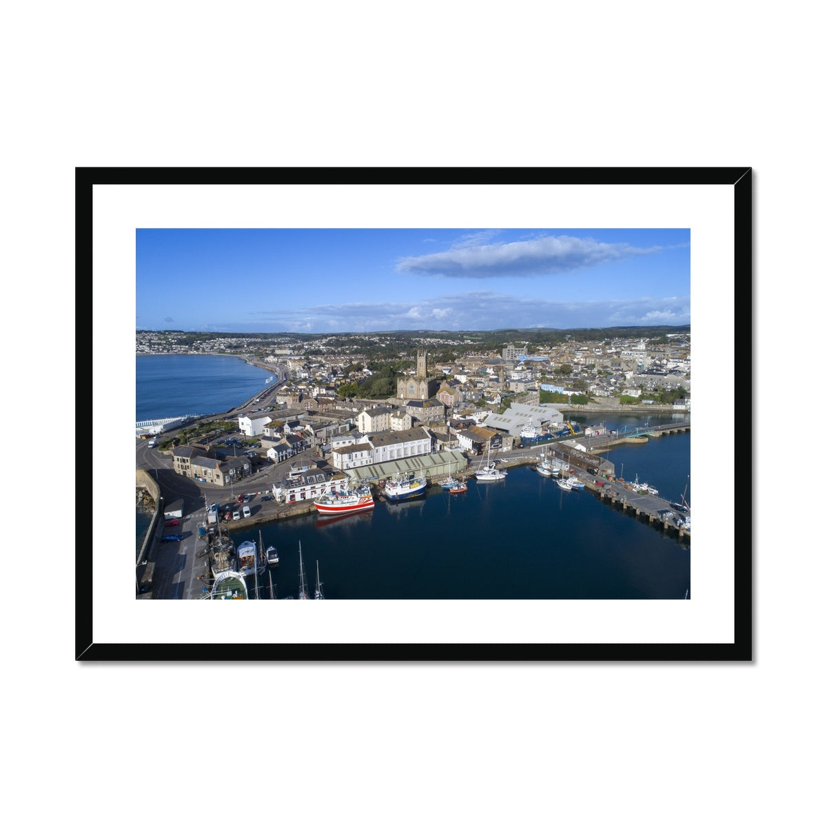 penzance harbour framed print
