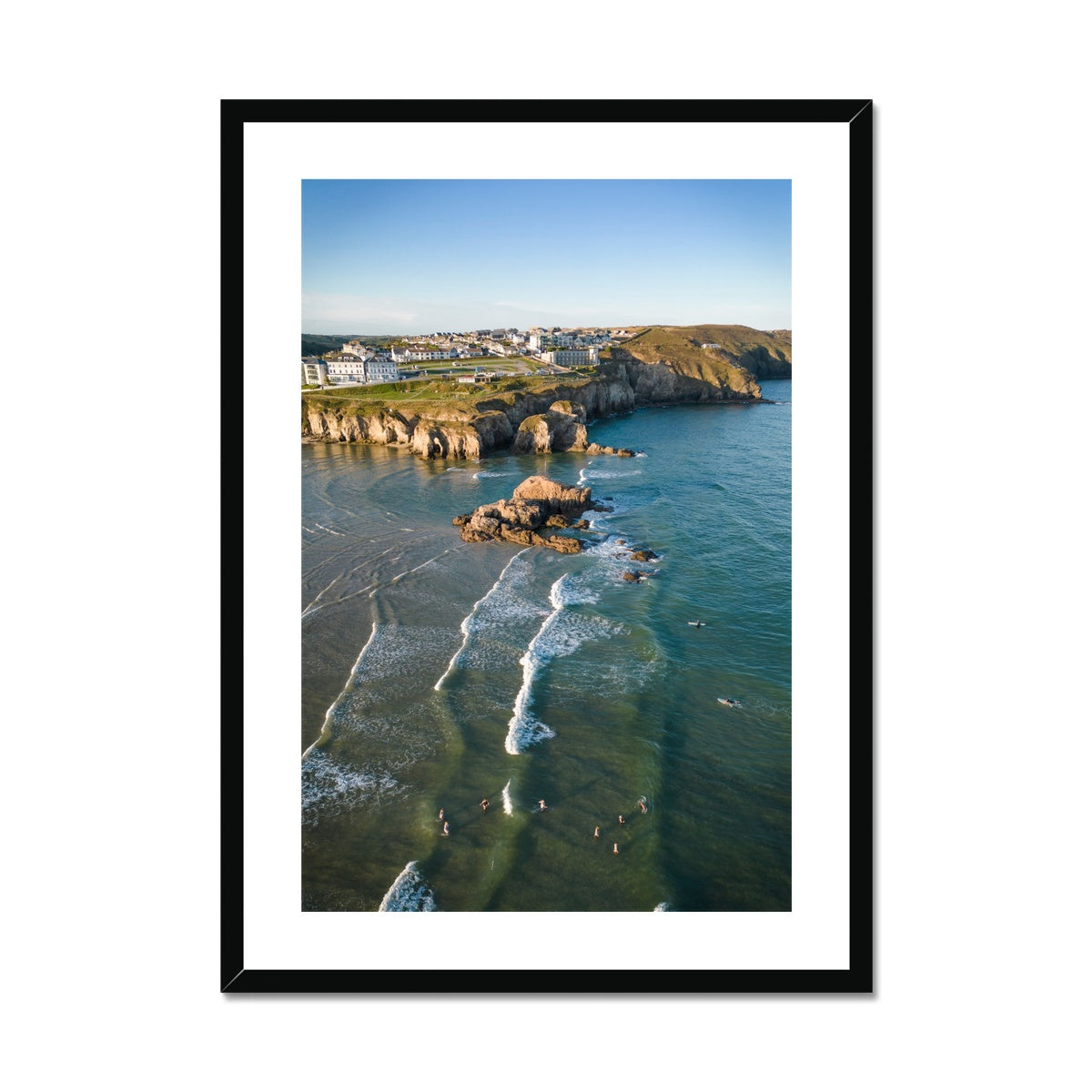 Morning Swimmers Perranporth ~ Framed & Mounted Print