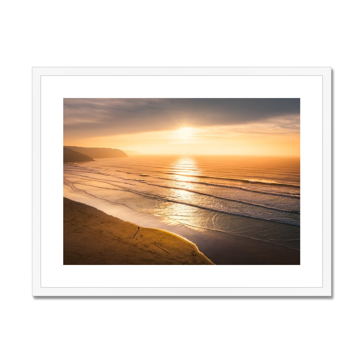 perranporth sunset walk white frame