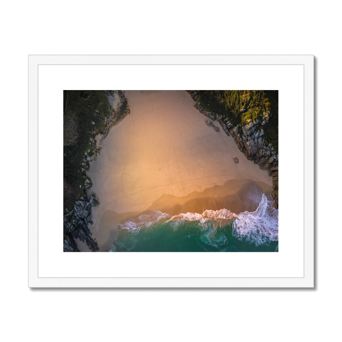 porthcurno from above white frame