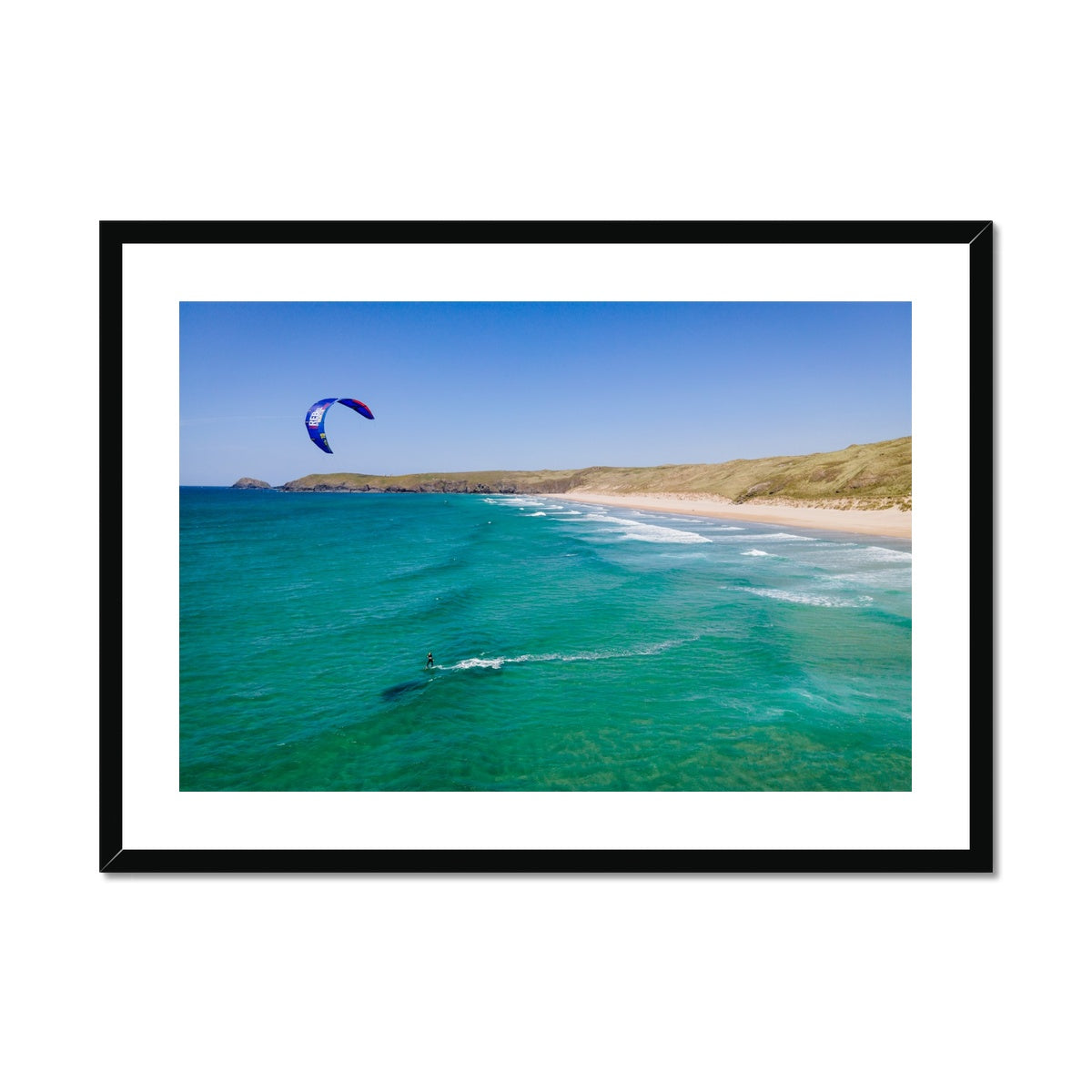 kitesurfing perran sands framed print