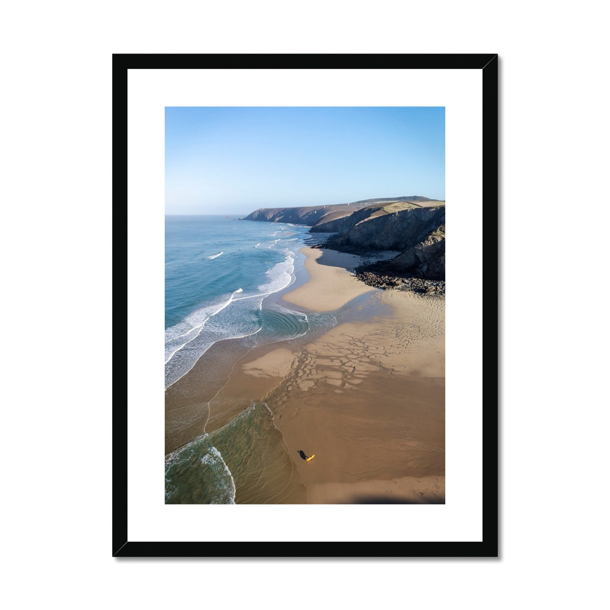 Porthtowan Surfer ~ Framed & Mounted Print